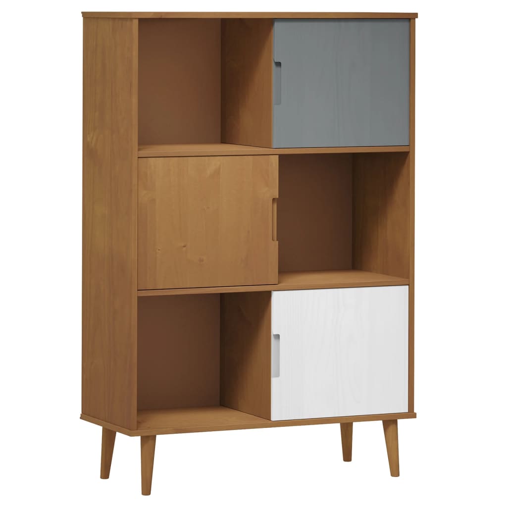 vidaXL Libreria MOLDE Marrone 90x35x133,5 cm in Legno Massello di Pino