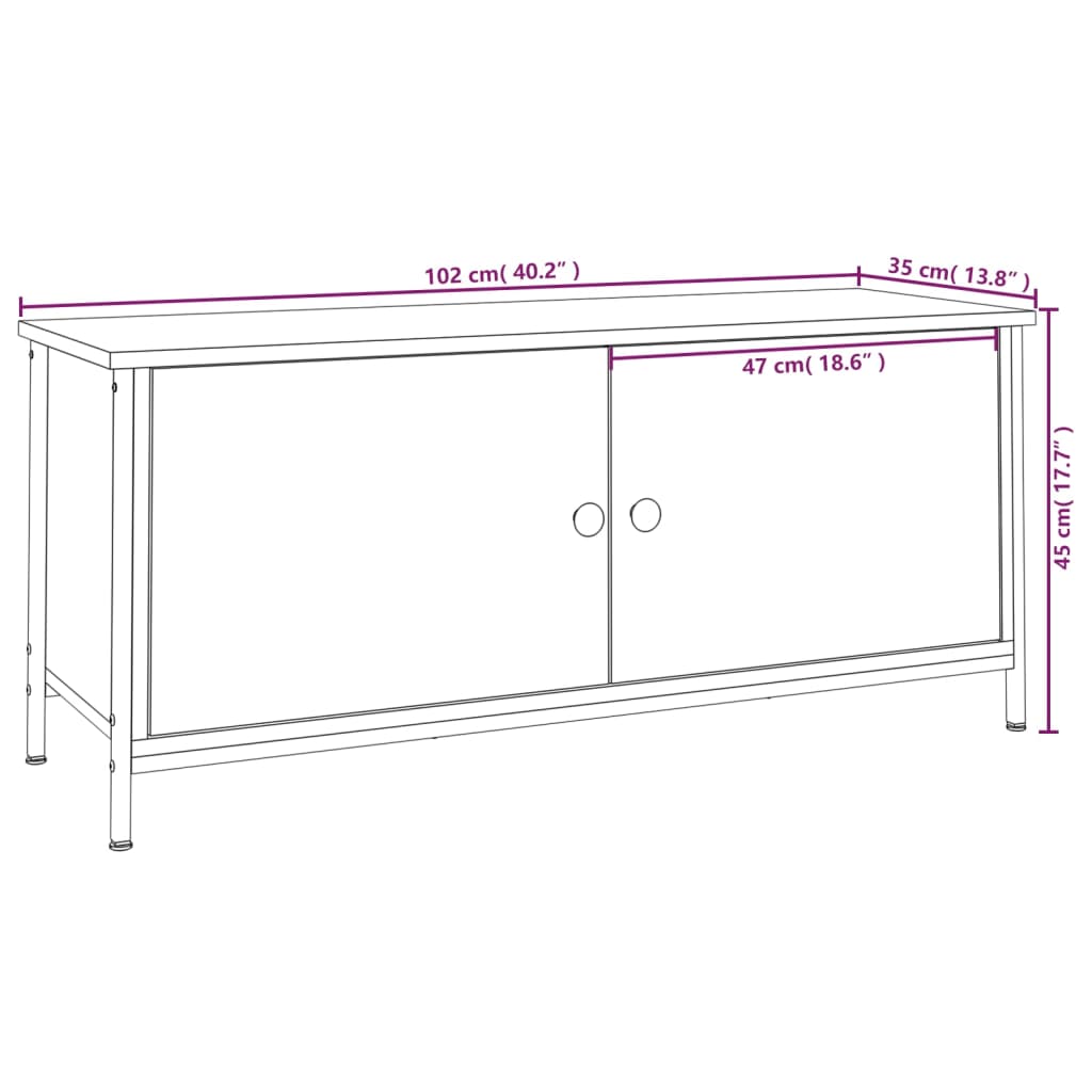 vidaXL Mobile Porta TV con Ante Nero 102x35x45 cm in Legno Multistrato