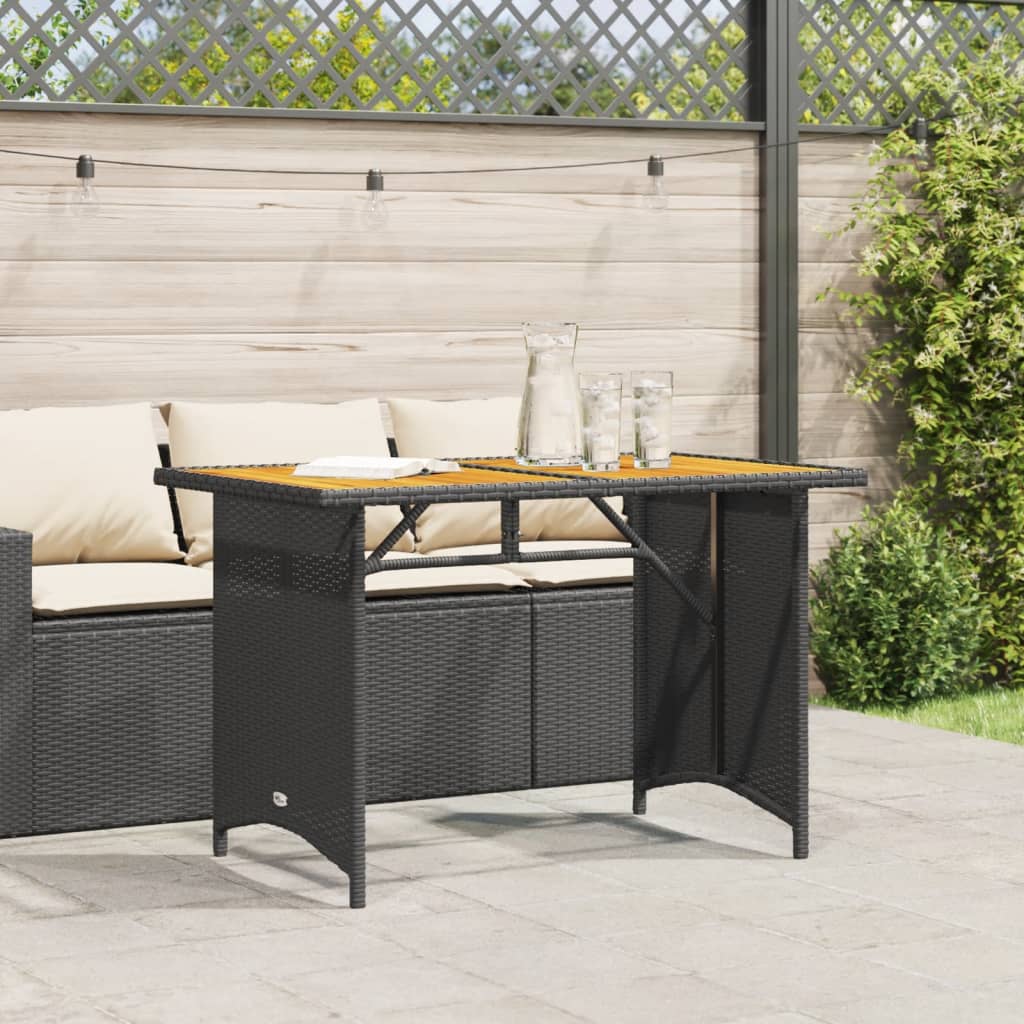 vidaXL Tavolo da Giardino Piano in Legno Nero 110x68x70 cm Polyrattan