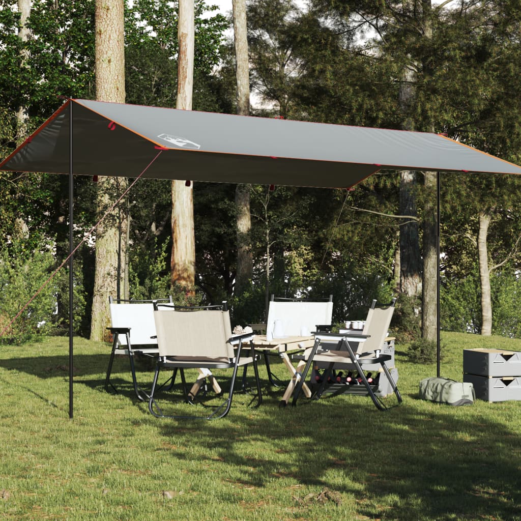 vidaXL Telone da Campeggio Grigio/Arancione 500x294 cm Impermeabile