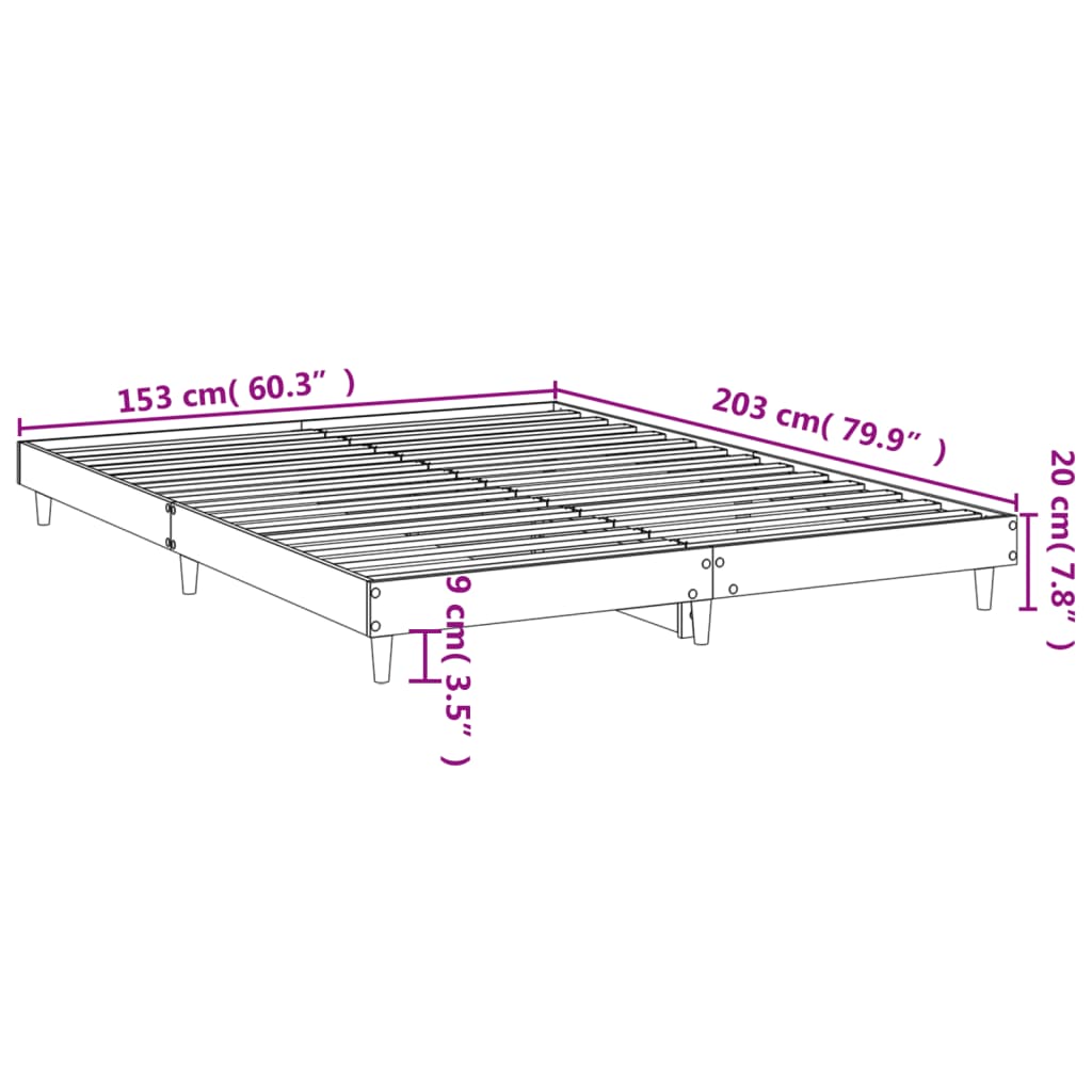 vidaXL Giroletto senza Materasso Rovere Sonoma 150x200cm in Truciolato