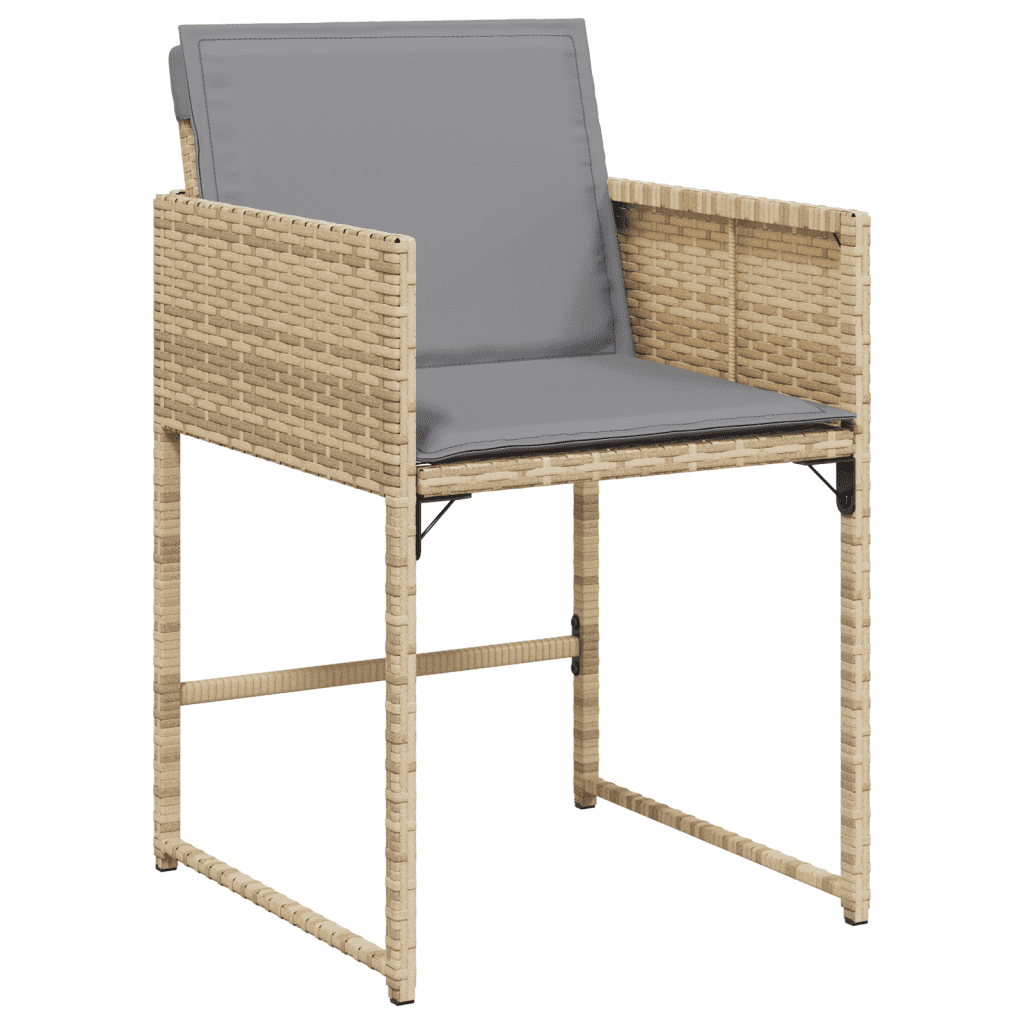 vidaXL Set Pranzo da Giardino 15 pz con Cuscini Beige Misto Polyrattan