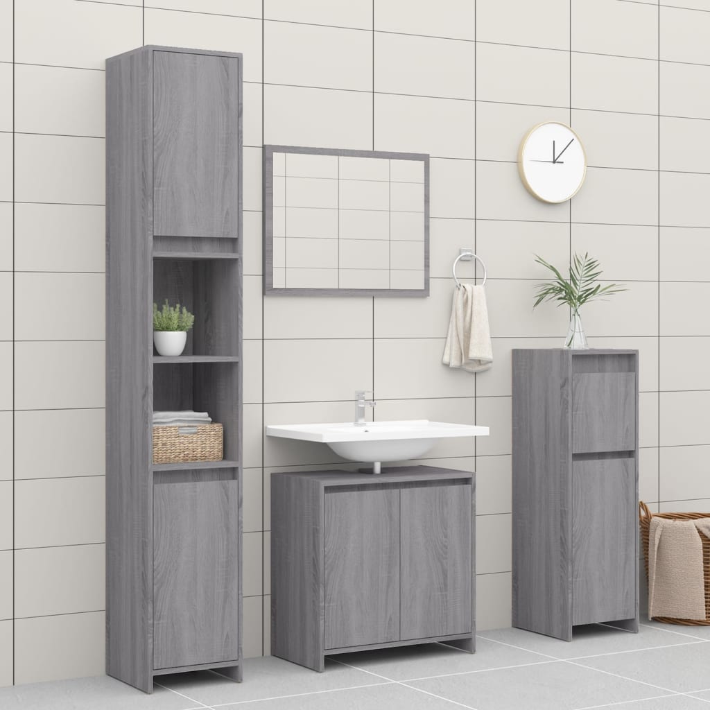 vidaXL Armadietto Bagno Grigio Sonoma 60x33x61 cm in Legno Multistrato