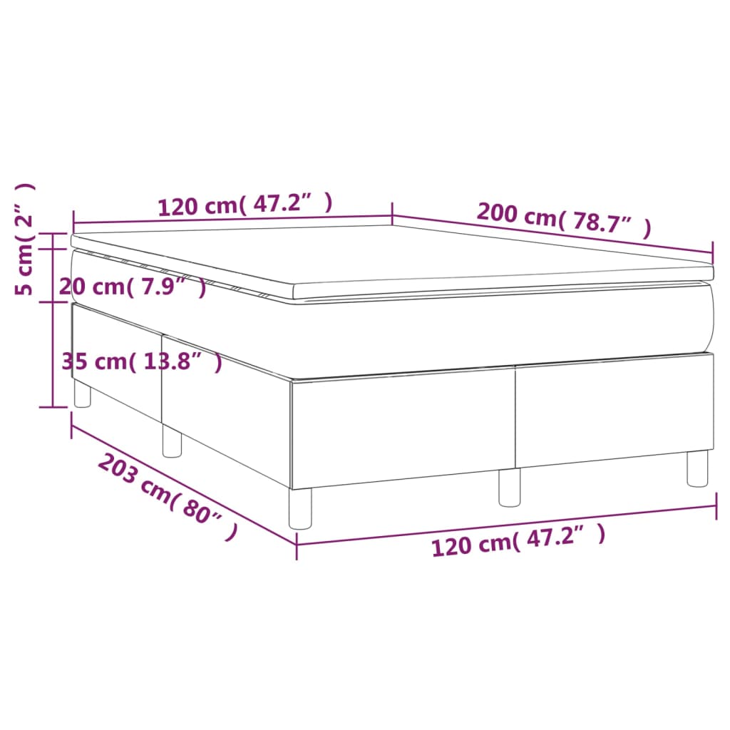 vidaXL Giroletto a Molle con Materasso Crema 120x200 cm in Tessuto