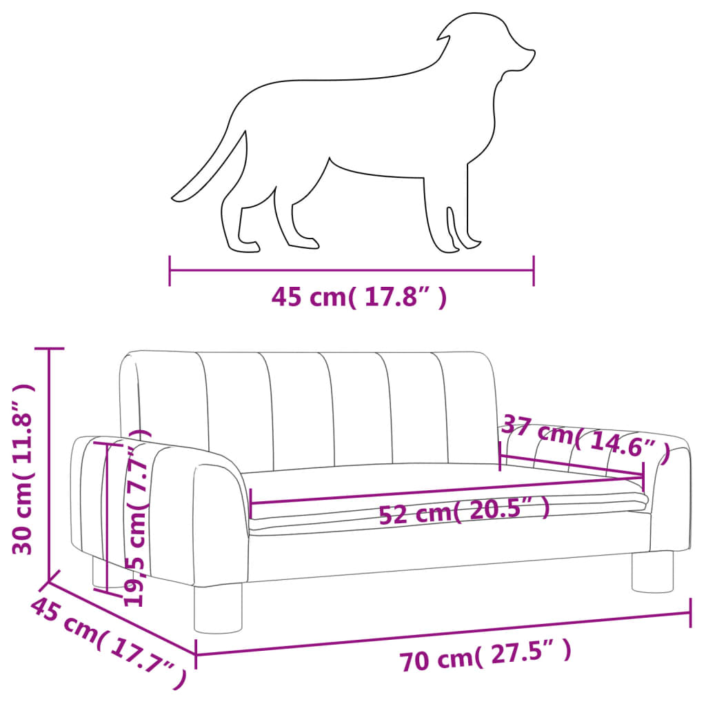 vidaXL Lettino per Cani Grigio Scuro 70x45x30 cm in Tessuto