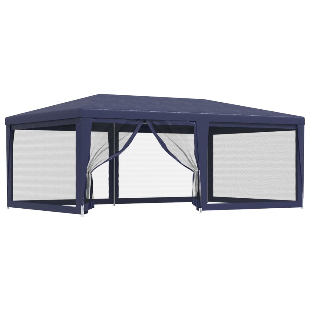 vidaXL Tenda per Feste con 6 Pareti Laterali in Rete Blu 6x4 m HDPE