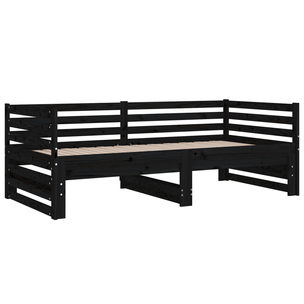 vidaXL Dormeuse Estraibile Nera 2x(80x200) cm Legno Massello di Pino