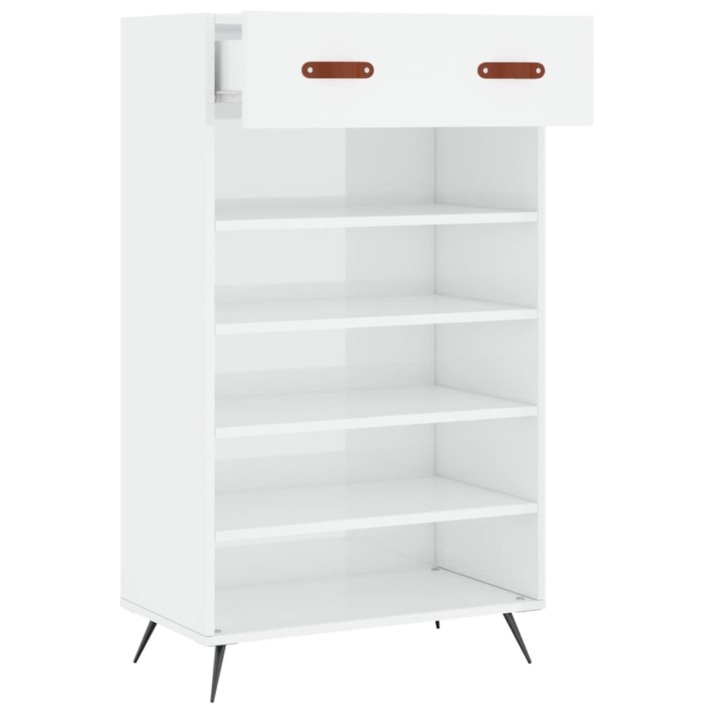 vidaXL Scarpiera Bianco Lucido 60x35x105 cm in Legno Multistrato