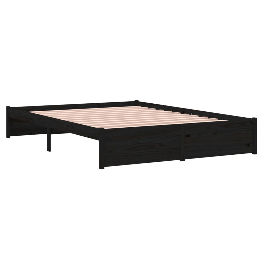 vidaXL Giroletto Nero in Legno Massello 140x190 cm