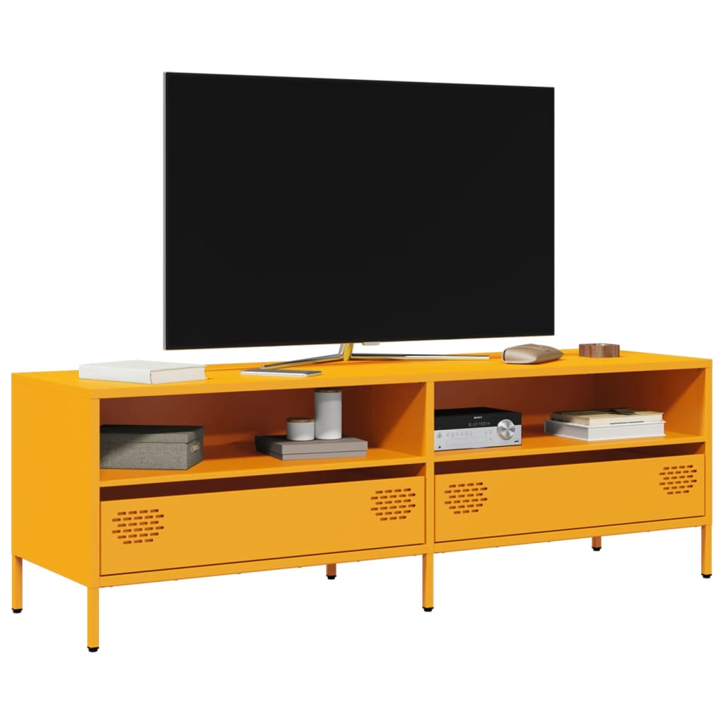 vidaXL Mobile TV Giallo Senape 135x39x43,5 cm in Acciaio