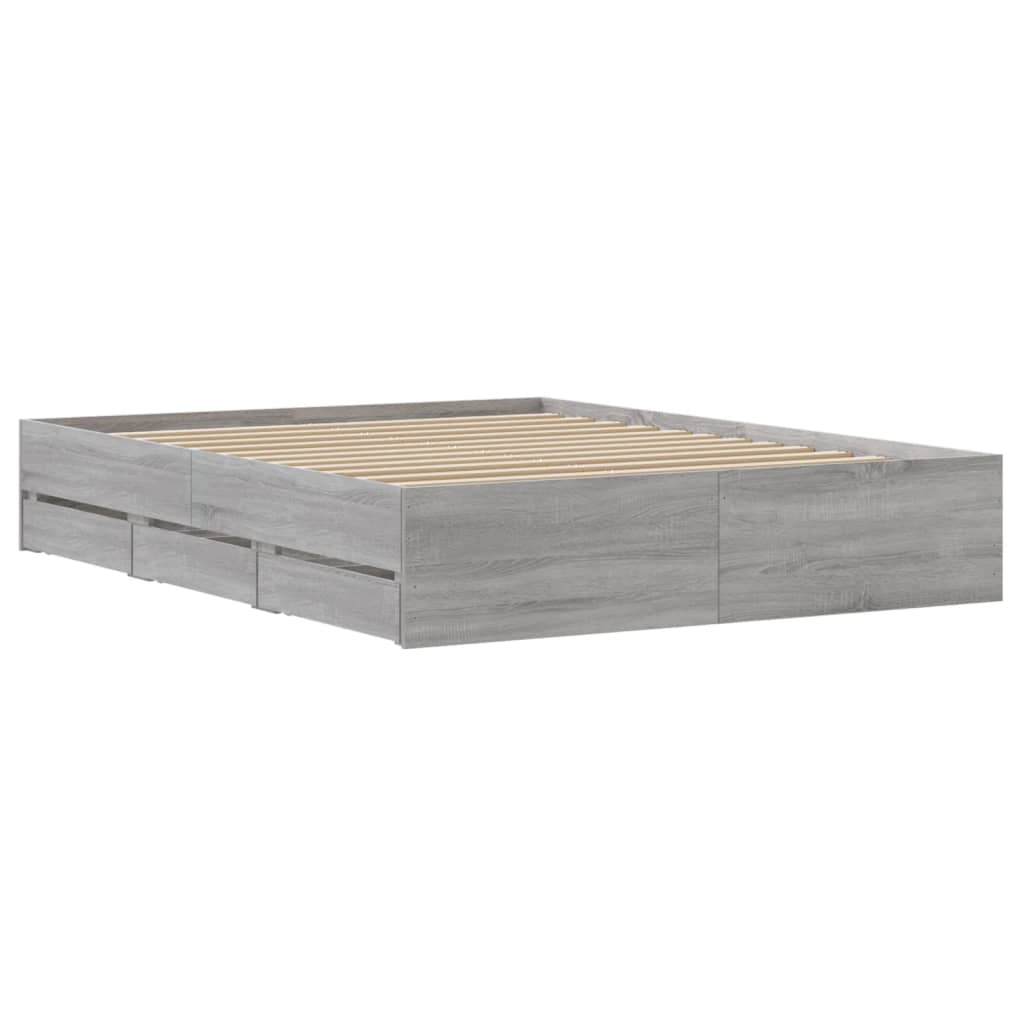 vidaXL Giroletto Cassetti Grigio Sonoma 140x200 cm Legno Multistrato