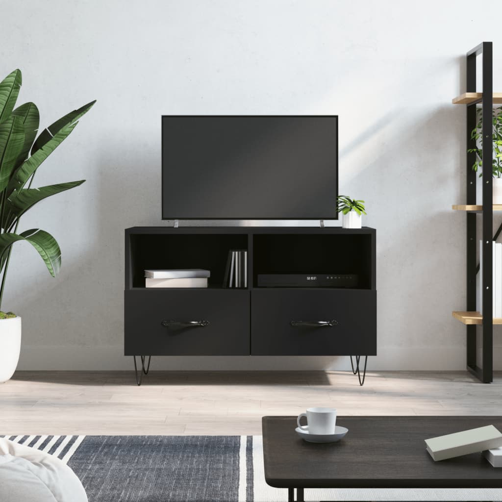 vidaXL Mobile Porta TV Nero 80x36x50 cm in Legno Multistrato