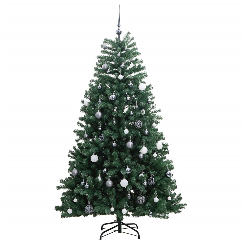 vidaXL Albero Natale Incernierato con 300 LED e Palline 210 cm