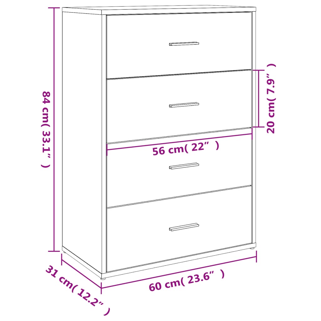 vidaXL Credenza Nera 60x31x84 cm in Legno Multistrato