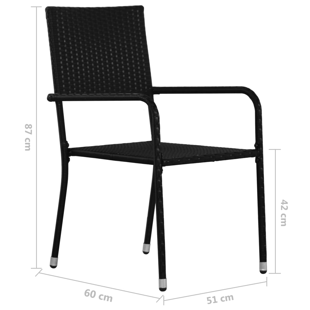 vidaXL Sedie da Pranzo da Giardino 2pz Impilabili Nere in Polyrattan