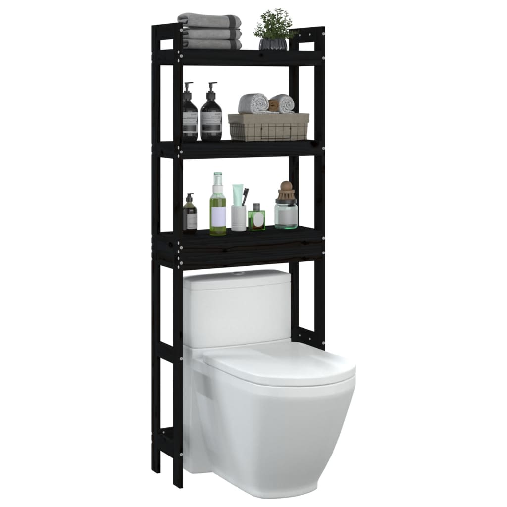 vidaXL Rastrelliera da Bagno Nera 63x26x171 cm Legno Massello Pino