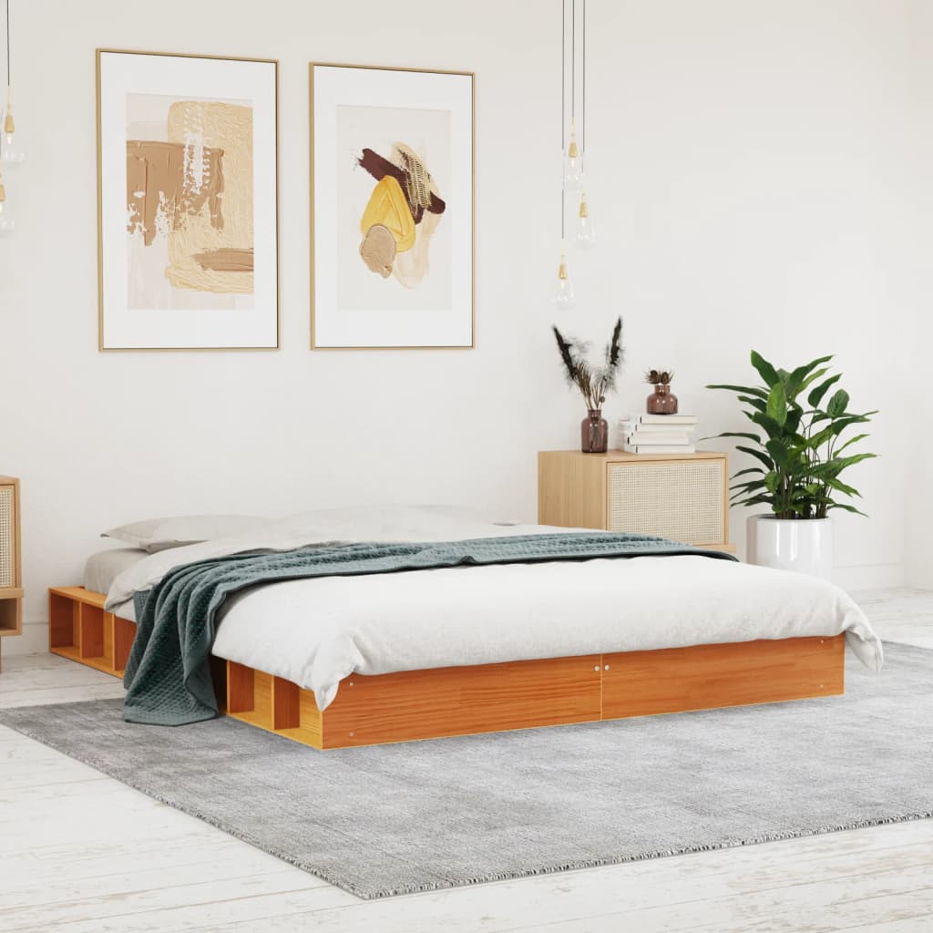 vidaXL Letto senza Materasso Marrone Cera 160x200 cm in Legno di Pino