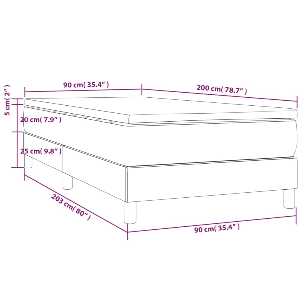 vidaXL Giroletto a Molle con Materasso Blu 90x200 cm inTessuto