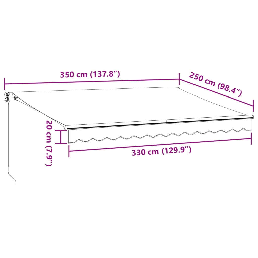 vidaXL Tenda da Sole Retrattile Manuale Antracite e Bianco 350x250 cm