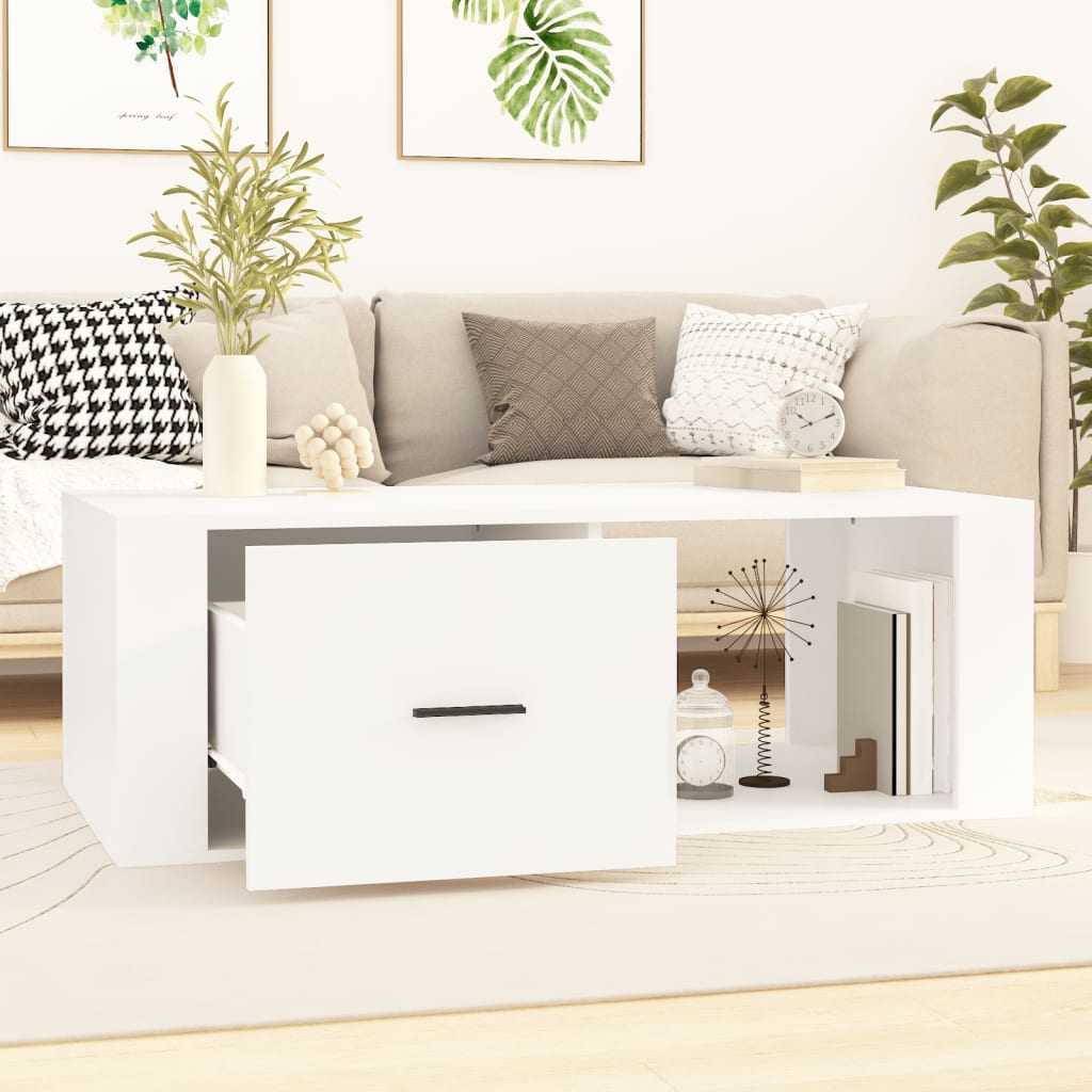 vidaXL Tavolino da Salotto Bianco 100x50,5x35 cm in Legno Multistrato