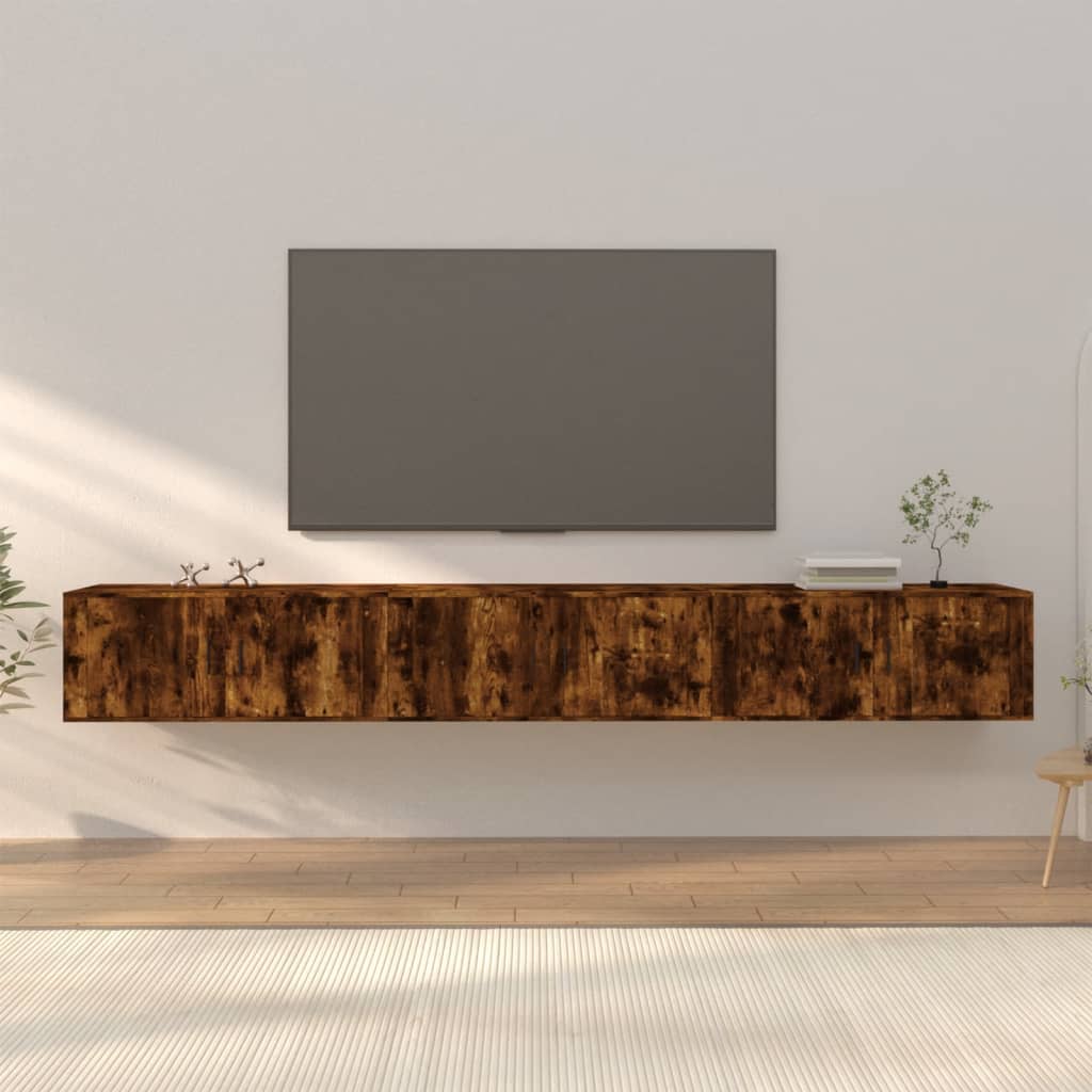 vidaXL Mobili Porta TV a Parete 3 pz Rovere Fumo 100x34,5x40 cm