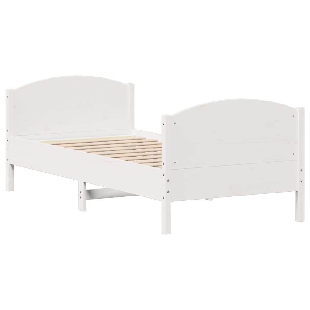 vidaXL Letto senza Materasso Bianco 90x200 cm Legno Massello di Pino