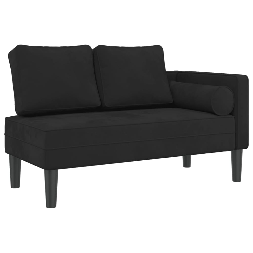 vidaXL Chaise Lounge con Cuscini Nero in Velluto