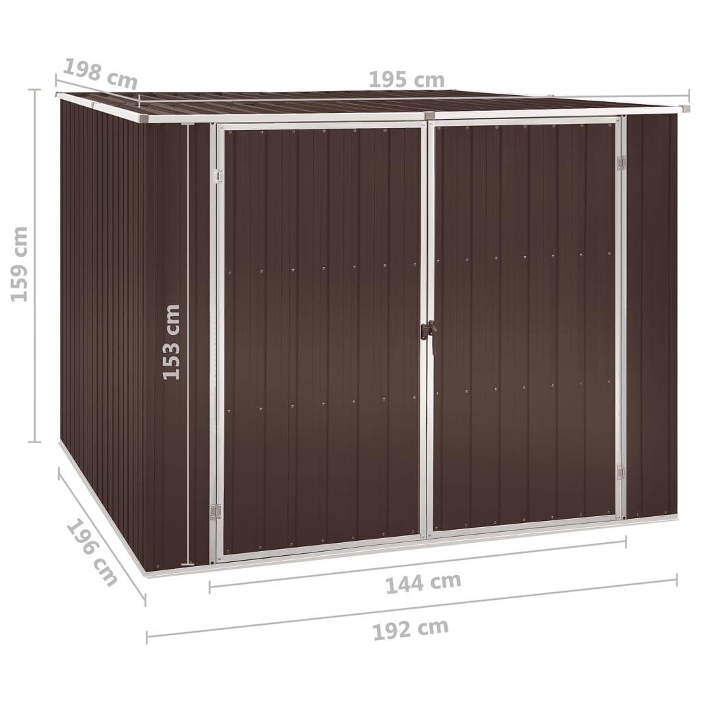 vidaXL Capanno da Giardino Marrone 195x198x159 cm in Acciaio Zincato