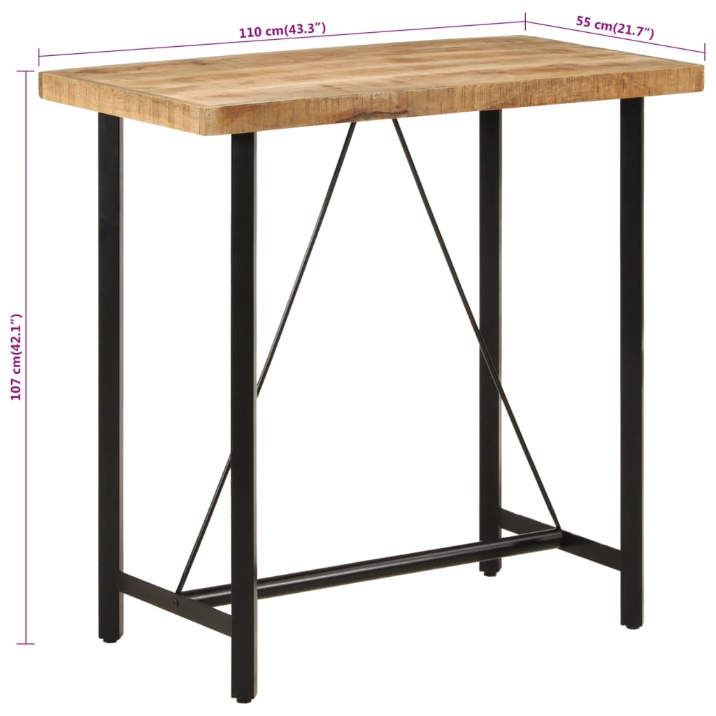 vidaXL Tavolino da Bar 110x55x107 cm Legno Massello di Mango e Ferro