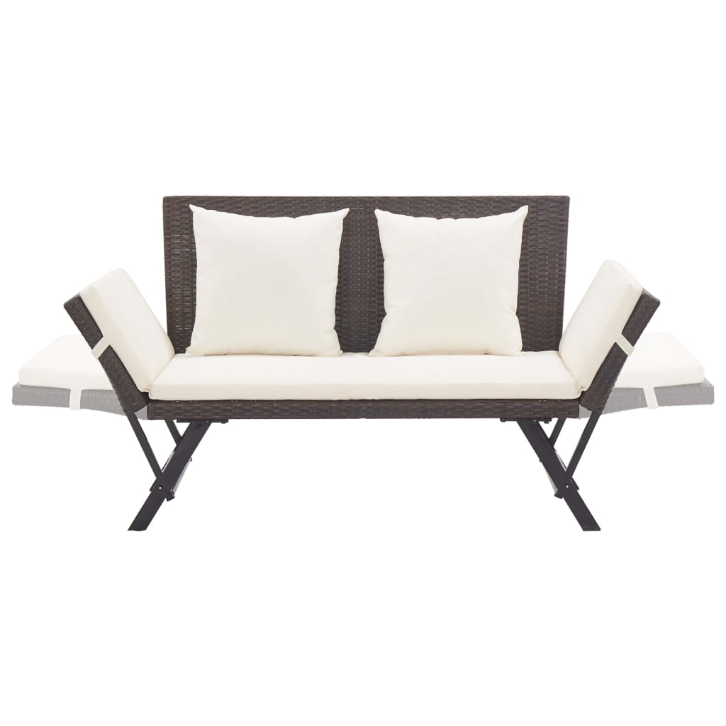 vidaXL Panca da Giardino con Cuscini Marrone 176 cm in Polyrattan