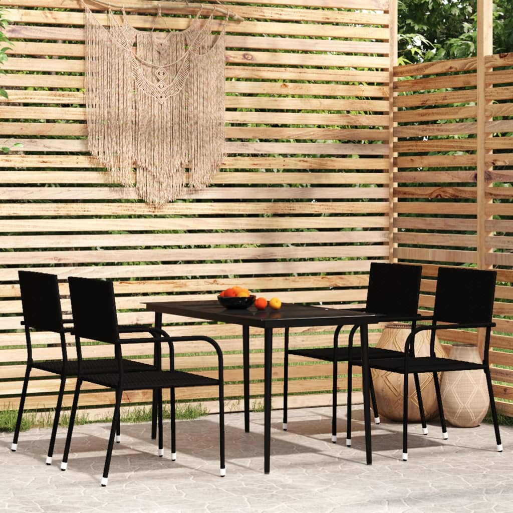 vidaXL Set Mobili da Pranzo da Giardino 5 pz Nero