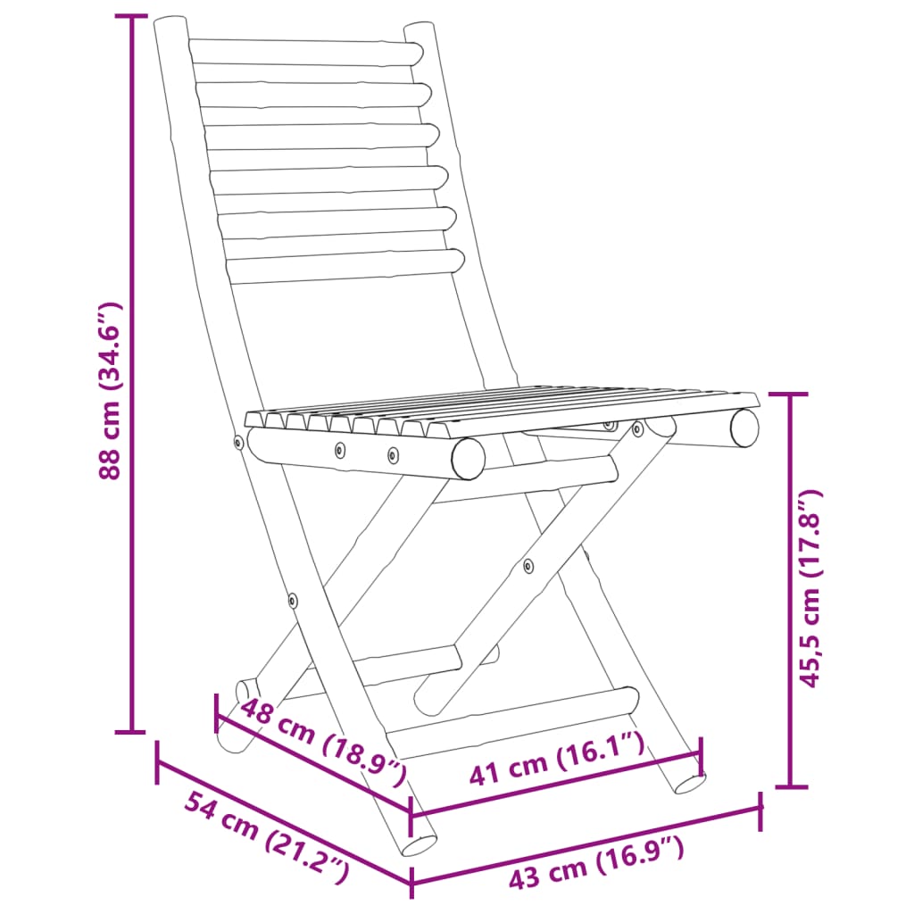 vidaXL Set da Bistrò 3 pz in Bambù