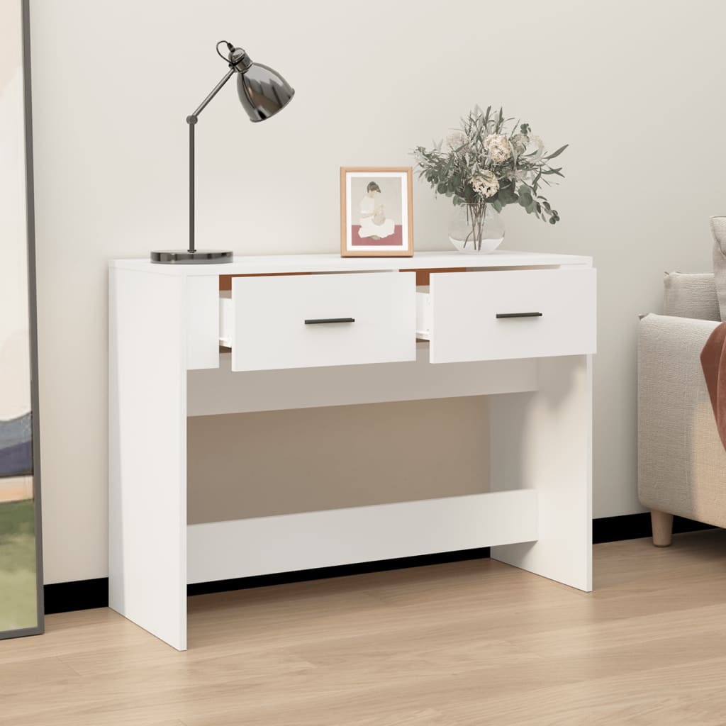 vidaXL Tavolino Consolle Bianco 100x39x75 cm in Legno Multistrato