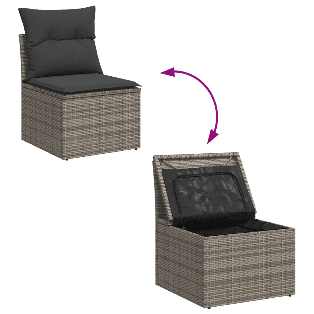 vidaXL Set Divano da Giardino 8 pz con Cuscini Grigio in Polyrattan