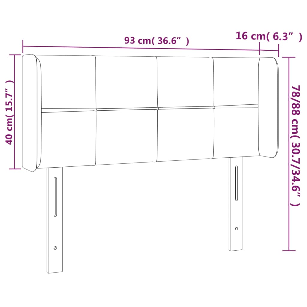 vidaXL Testiera a LED Nera 93x16x78/88 cm in Velluto