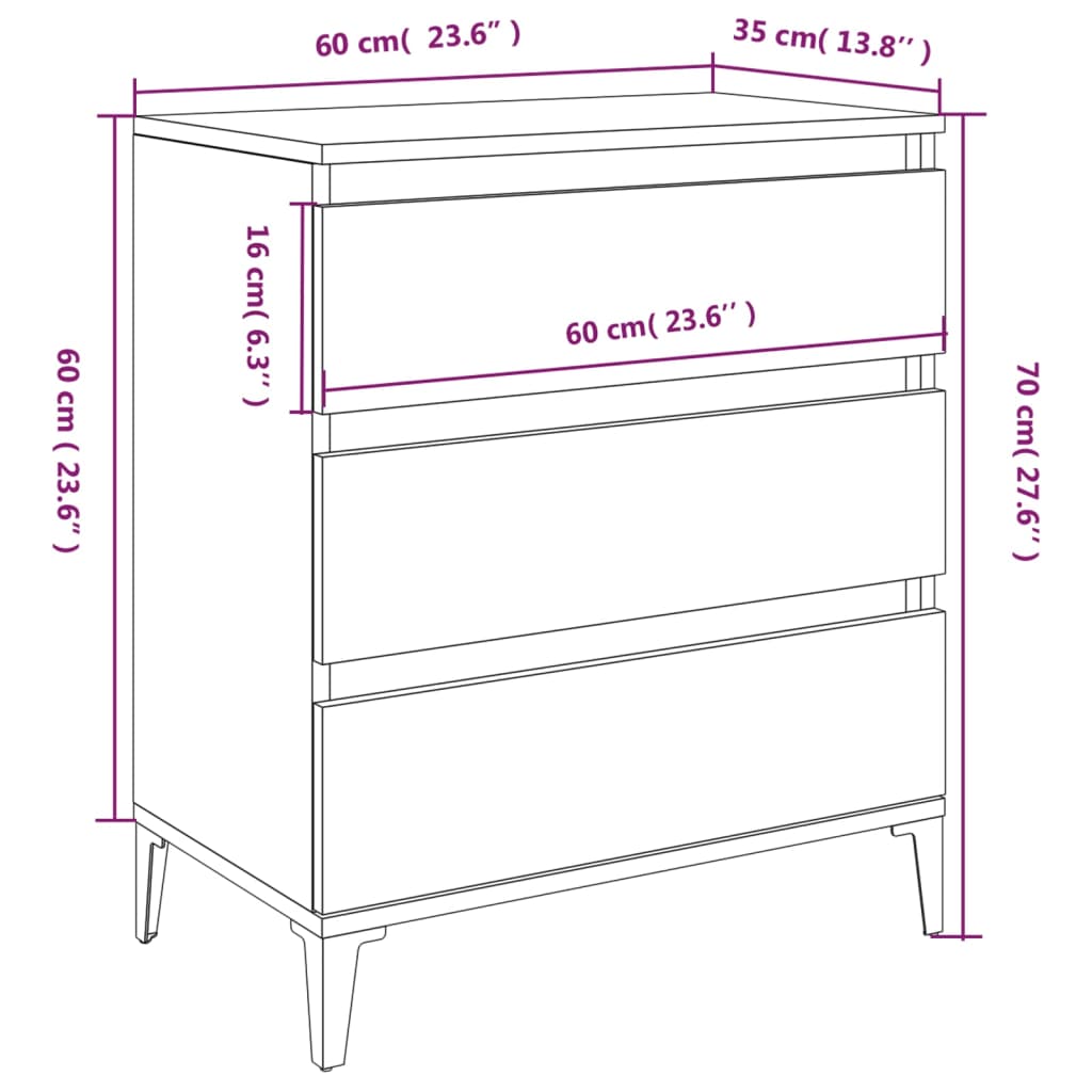 vidaXL Credenza Grigio Sonoma 60x35x70 cm in Legno Multistrato