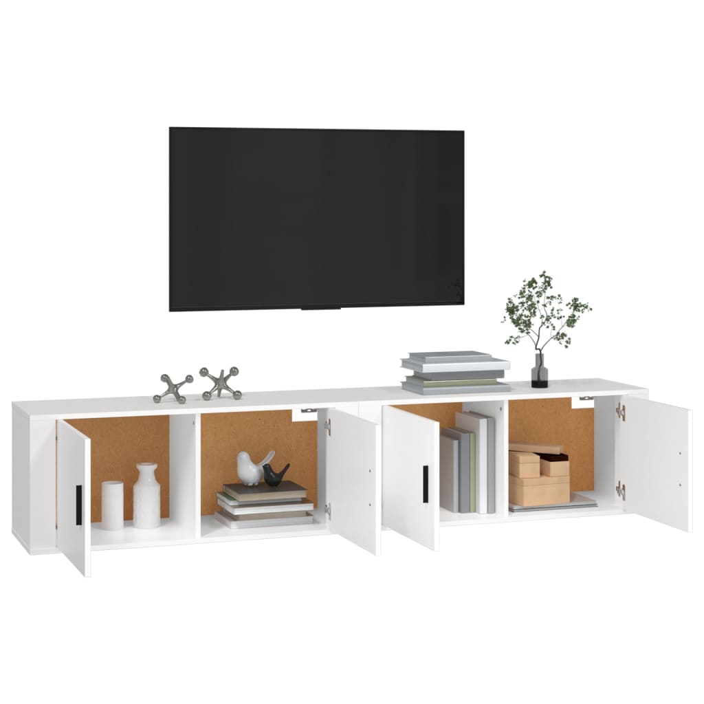 vidaXL Mobili Porta TV a Parete 2 pz Bianco 100x34,5x40 cm