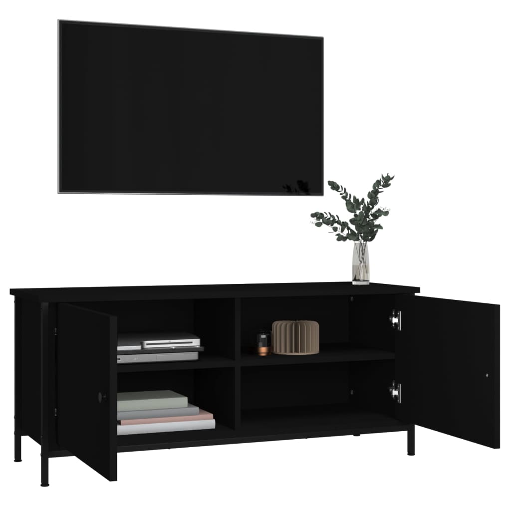 vidaXL Mobile Porta TV con Ante Nero 102x35x45 cm in Legno Multistrato