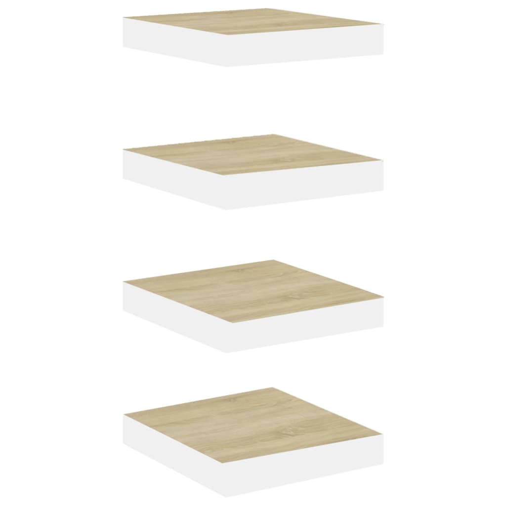 vidaXL Scaffali a Parete 4 pz Rovere e Bianco 23x23,5x3,8 cm in MDF