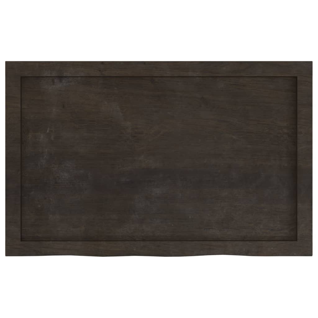 vidaXL Piano Bagno Marrone Scuro 80x50x(2-4)cm Legno Massello Trattato