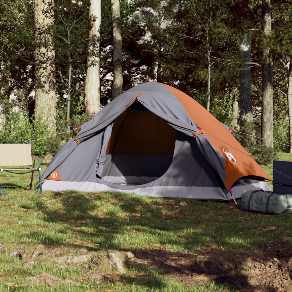 vidaXL Tenda da Campeggio a Cupola 2 Persone Grigio e Arancione