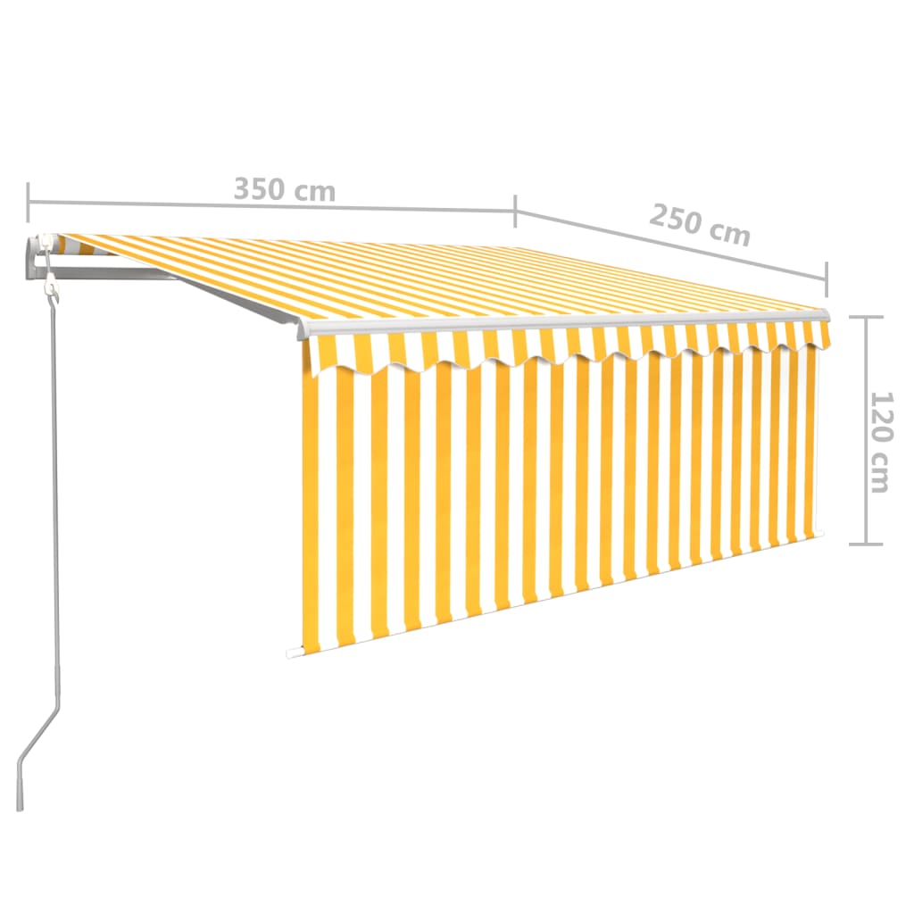 vidaXL Tenda Retrattile Automatica con Parasole 3,5x2,5m Gialla Bianca