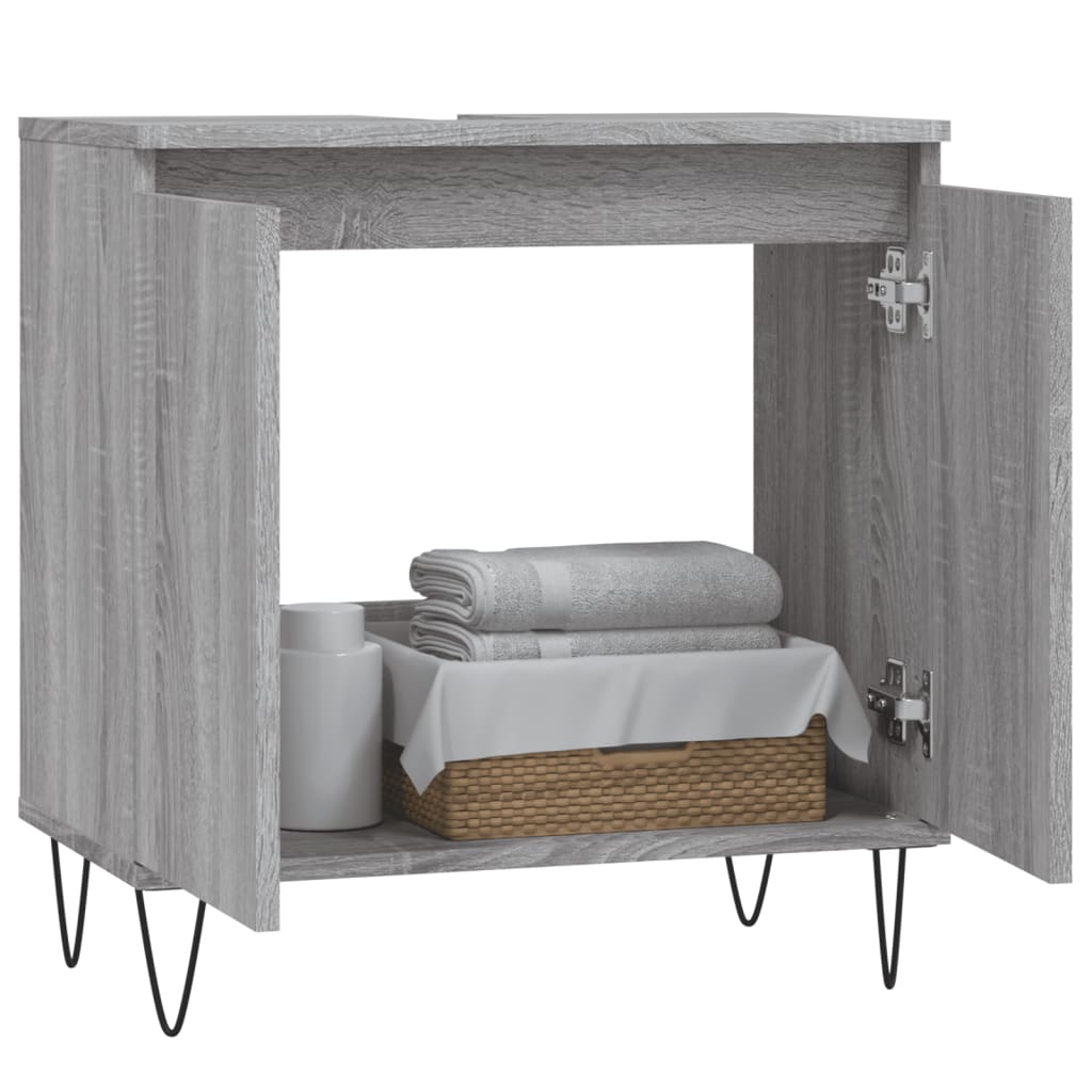 vidaXL Mobile da Bagno Grigio Sonoma 58x33x60 cm in Legno Multistrato