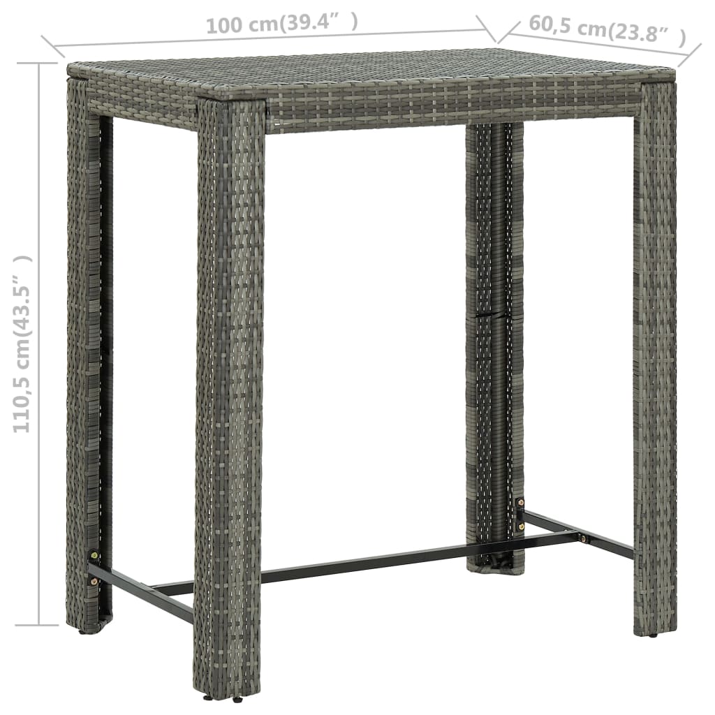 vidaXL Set Bar da Giardino 5 pz con Cuscini in Polyrattan Grigio