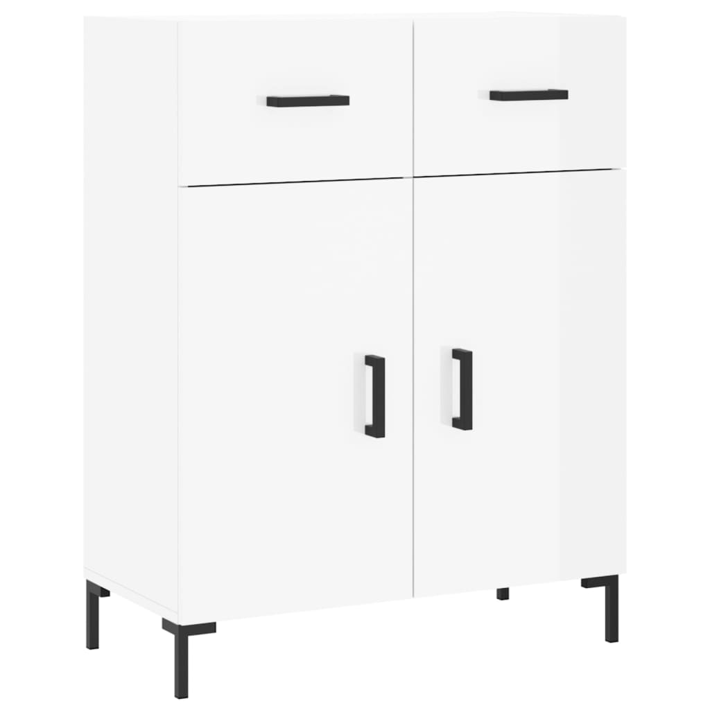 vidaXL Credenza 69,5x34x90 cm in Legno Multistrato Bianco Lucido