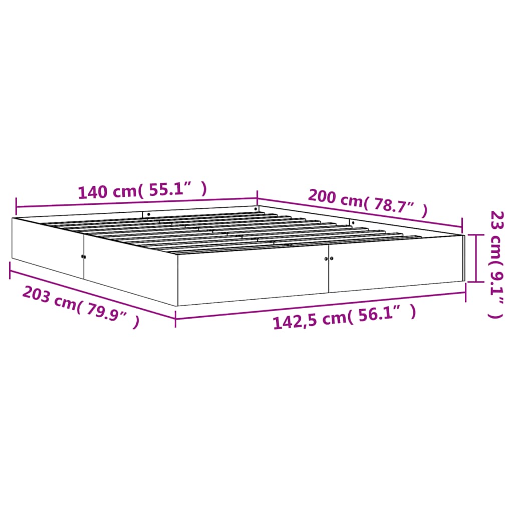 vidaXL Giroletto senza Materasso Marrone Cera 140x200cm Massello Pino