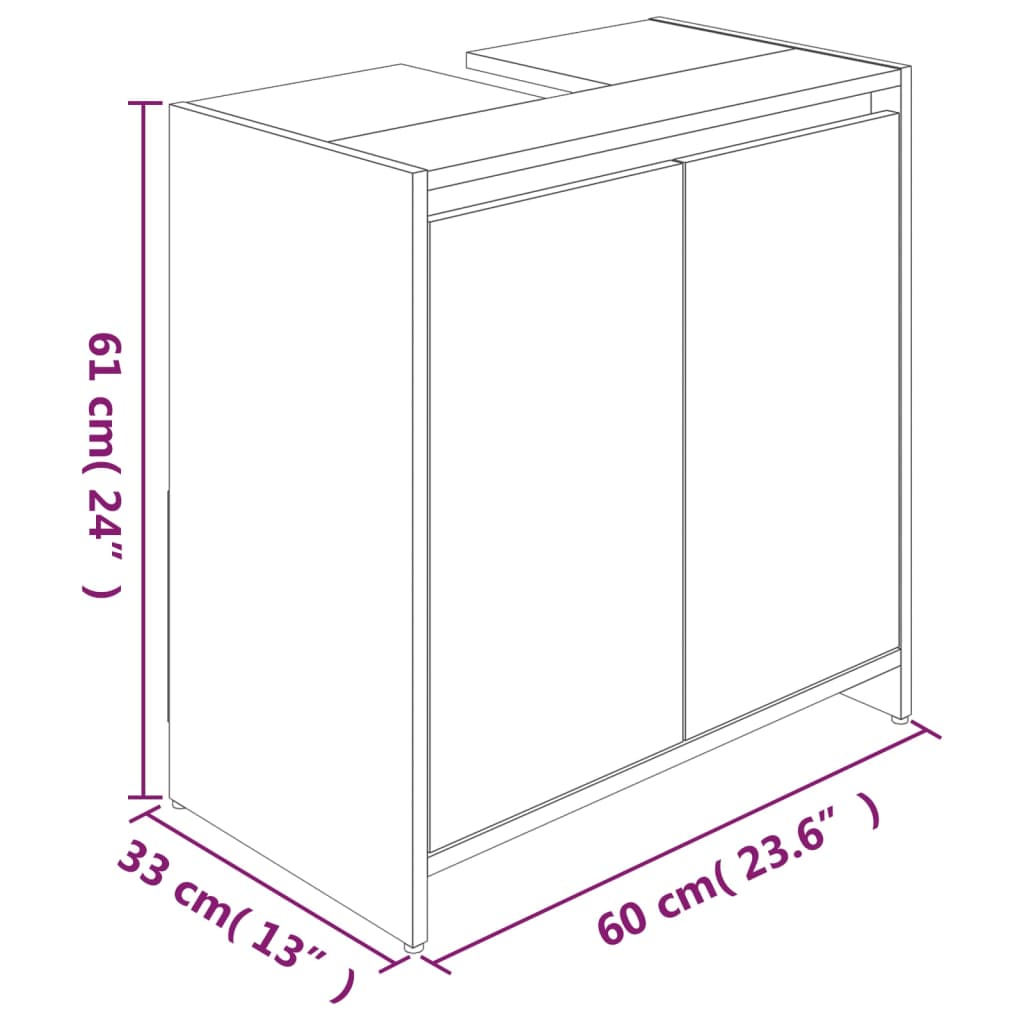 vidaXL Armadietto Bagno Grigio Sonoma 60x33x61 cm in Legno Multistrato