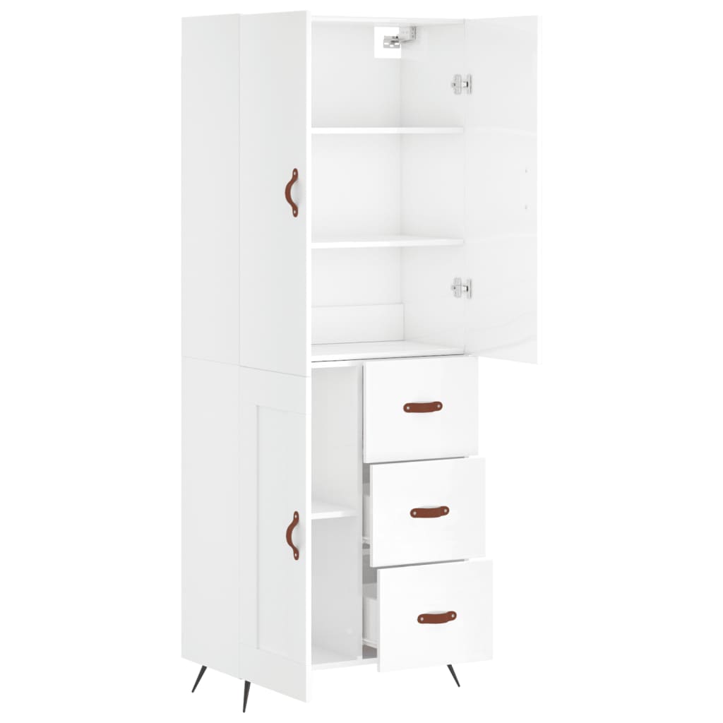 vidaXL Credenza Bianco Lucido 69,5x34x180 cm in Legno Multistrato