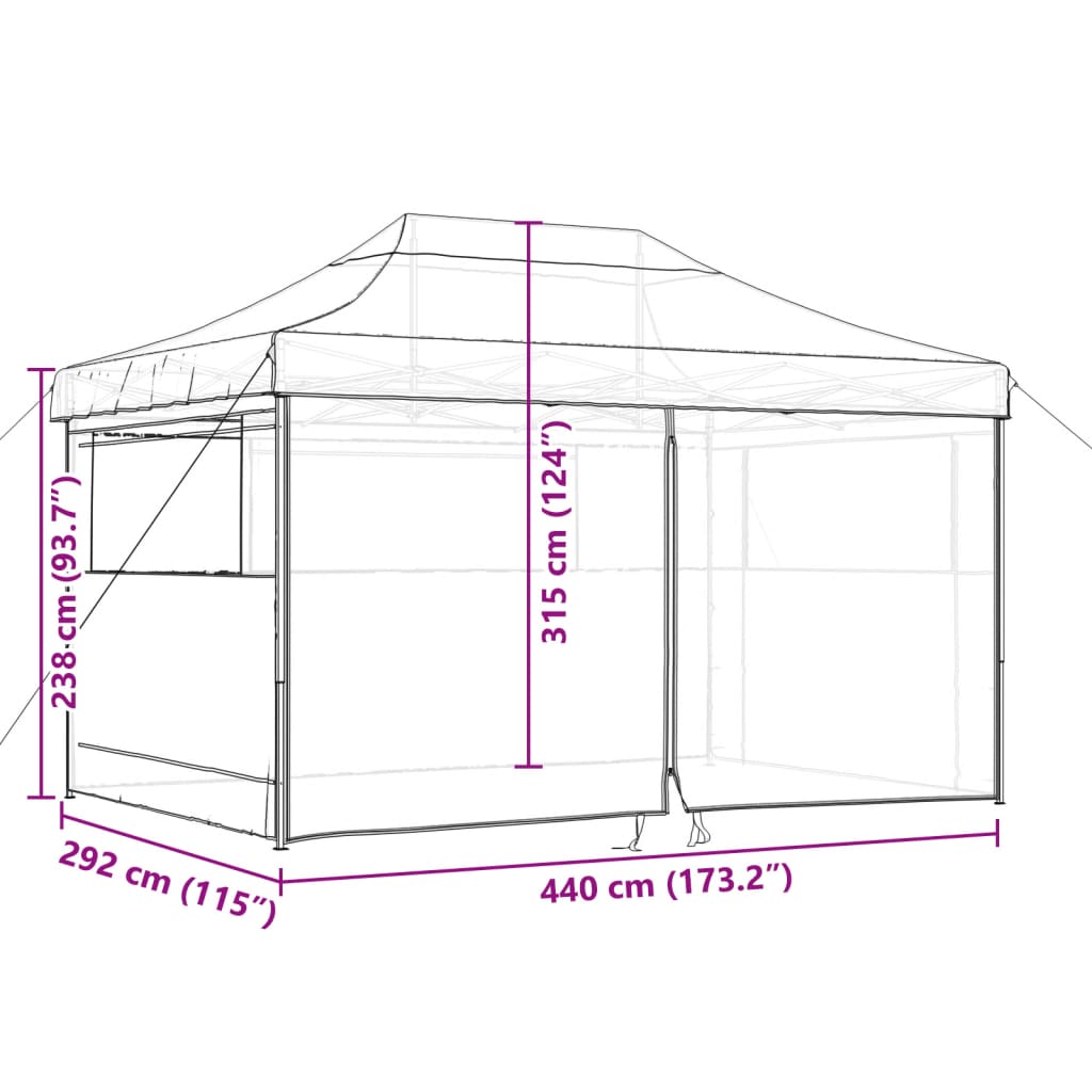 vidaXL Tendone per Feste Pieghevole Pop-Up con 4 Pareti Terracotta