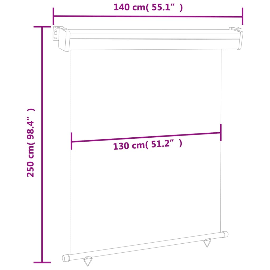 vidaXL Tendalino Laterale per Balcone 145x250 cm Marrone